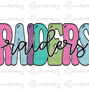 Go Raiders Mascot PNG Sports Mom Team Spirit, Digital Download, Sublimation Design Retro Bright Pastel Preppy Retro PNG
