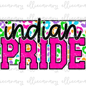 Mascote do Orgulho Indiano PNG Sports Mom Team Spirit, Download Digital, Design de Sublimação Retro Bright Leopard Mascot Letter