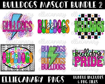 Bulldogs Mascot PNG Bundle: Team Spirit, Leopard, Rainbow (Digital Download)