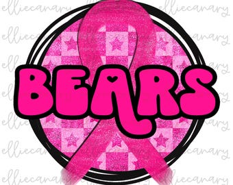 Pink Out Bears Football PNG: Breast Cancer Awareness Design (Digital Download)