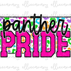 Panther Pride Mascot PNG Sports Mom Team Spirit, Download Digital, Design de Sublimação Retro Bright Leopard Mascot Letter