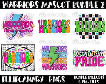 Warriors Mascot PNG Bundle: Team Spirit, Retro Rainbow (Digital Download)