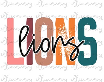 Go Lions PNG Sports Mom Team Spirit, Digital Download, Sublimation Design Football Baseball Soccer