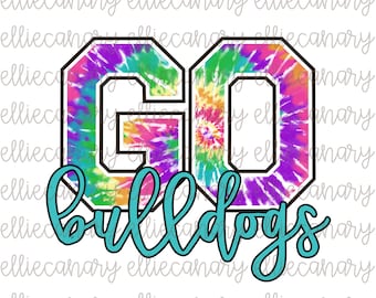 Go Bulldogs-png, Tie Dye Sports Team Design (digitale download)