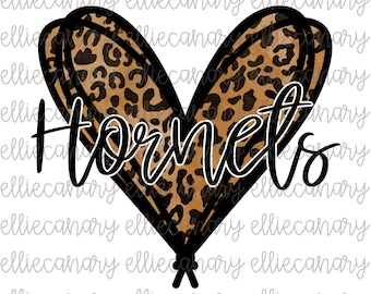 Go Hornets PNG Sports Mom Team Spirit, Digital Download, Sublimation Design Leopard Heart Football Baseball Soccer