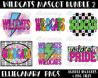 Wildcats Mascot PNG Bundle: Retro Team Spirit Designs (Digital Download)