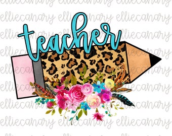 Teacher PNG, Back to School Elementary Digital Download Sublimation Design Open House Team Squad Group Leopard Pencil 1st 2nd 3rd 4th 5th