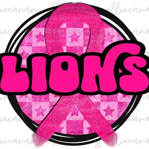 Pink Out Lions Football PNG: Breast Cancer Awareness Design (Digital Download)