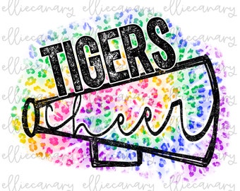 Go Tigers PNG: Sports Mom Leopard Print, Cheerleader Design (Digital Download)
