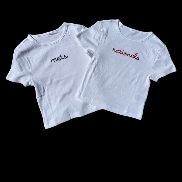 Custom Embroidered Cropped White Tees!