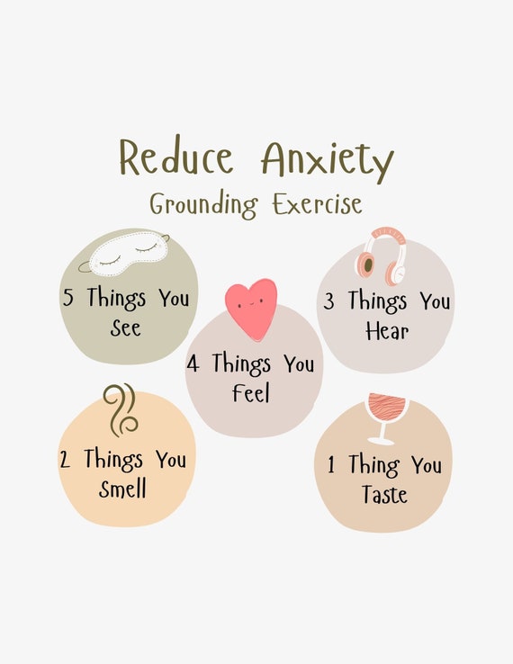 Grounding Exercise Reduce Anxiety 5 4 3 2 1 Printable Etsy