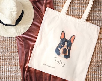 Customized Pet Portrait Tote Bag, Custom Cat Portrait Tote Bag, Pet Tote Bag, Personalized Tote Bag, Custom Dog Portrait Tote Bag Pet Lover