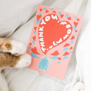 Grazie Meowmy Cartolina 4 x 6 Regalo per la festa della mamma Felice Meowther's Day Gatto Mamma Regalo per gli amanti dei gatti Apprezzamento Meowmy Gatto divertente a forma di cuore