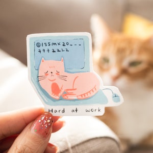 Funny Cat Working From Home Sticker: Laptop Planner Decal