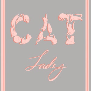 Cat Lady Lettering Póster / Postal