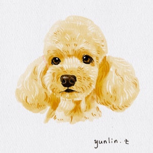 Custom Watercolor Cartoon Dog / Cat Portrait Digital, Custom Pet Gift, Sympathy, Custom Pet Portrait, Custom Pet Art, Loss Of Pet