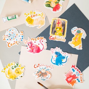 Set of 10 VoCATbulary Cat Stickers Cat Sticker Funny Cat Planner Sticker Laptop Decor Water Bottle Decor Gift for Her Cat Lover Gift