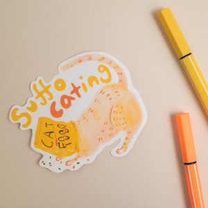 Suffocating Funny Cat Sticker Head in Food Bag Sticker Cute Kitten Laptop Sticker Planner Sticker Water Bottle Decor Cat Lover Gift for Her