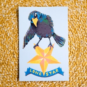 Texas Postkarte 4 x 6 Lone Star State Common Grackle Vogel Texas Icon Postkarte Texas Print Souvenir Vogel Illustration Vogel Druck Reise Geschenk
