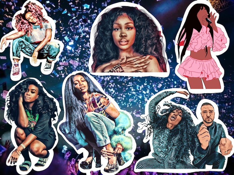 SZA sticker set/ waterproof vinyl stickers/ paper stickers/ sticker set/ gifts for teens/ every occasion/ cute/ pink/ Justin Timberlake/ hot 
