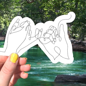 Pinky Promise Linie Kunst Aufkleber, wasserfeste Vinyl Aufkleber, Papier Aufkleber, Geschenke für jeden Anlass, minimalistisch, niedlich, ästhetisch, Hand, Liebe