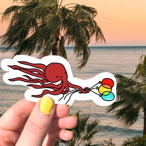Octopus Ballon sticker / waterdichte vinyl stickers / papier stickers / schattig / esthetisch / uniek / octopi / ballonnen / dieren stickers / inktvis / gelei