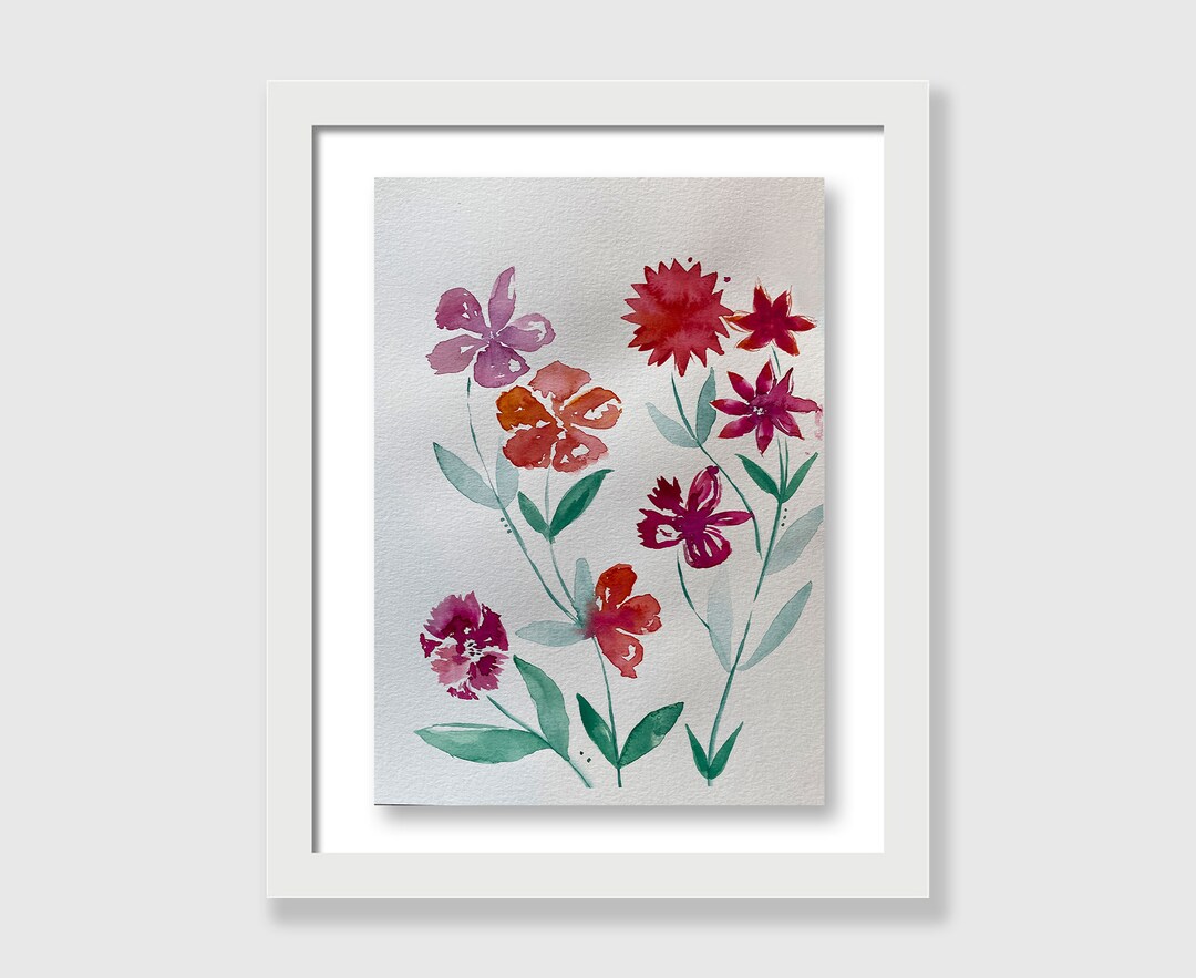 Floral Watercolor Wall Art, Flowers Pink Art Print, Minimalist Art ...