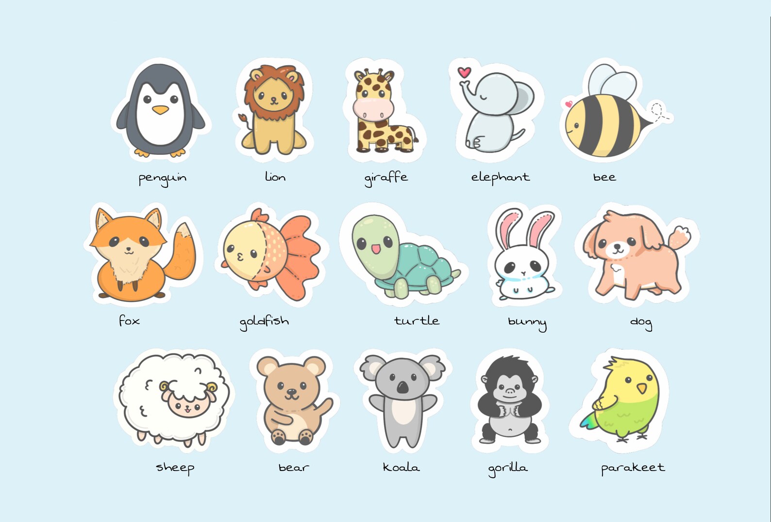 Cute Animal Stickers Pack of 30 Etsy