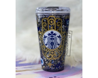 Snowglobe Tumbler/ Evil Eye Tumbler/ Snowglobe Tumbler Custom/ Starbucks Tumbler/ Starbucks Snow Globe Tumbler/ Starbucks Cup/ Tumbler Cup