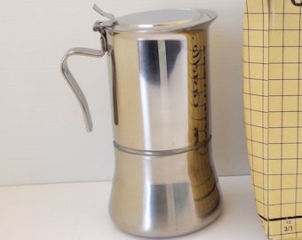 Vintage italian inox, brand new coffee maker espresso machine, Kitchenware, Barware coffee, Italian coffee maker marked Castello made Italy