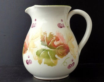 Old pitcher,  , handmade Italian majolica glazed earthenware jug for wine or water Rustic terracotta decorations