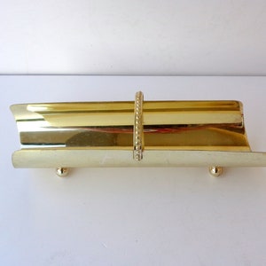 Vintage Italien vergoldeter Metall Visitenkartenhalter mit, Teebeutelhalter, Serviettenhalter, Cracker Servierschale, Länge 26 cm, Breite 8