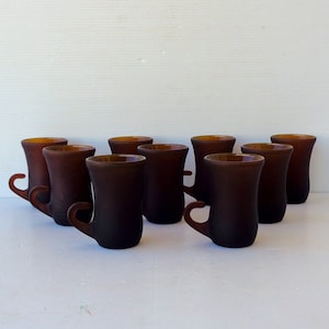 9 Brown  glass glasses coffee or liqueur glasses in satin glass externally and smooth inside