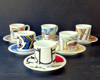 Lavazza Arts set of 6 coffee cups + 6 saucers in ,porcelain, capacity 100 ml, without any imperfections