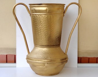 ヴィンテージ傘立て、無垢材、手描き、全高 61 cm、幅 28.5 cm