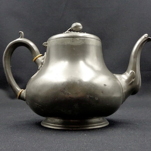 Collectible Italy large Antique hand worked Pewter pitcher with handle 19th Century Gothic style Pewter 95%