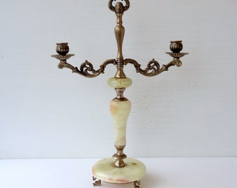 Old Italy Pakistan onyx candelabra , candlestick holders, antique candle holders, elegant home decor