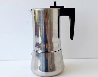 MOKA CRUSINALLO ,6  cups, in 18 10 stainless steel, Italian espresso coffee maker Vintage coffee maker capacity 425 ml