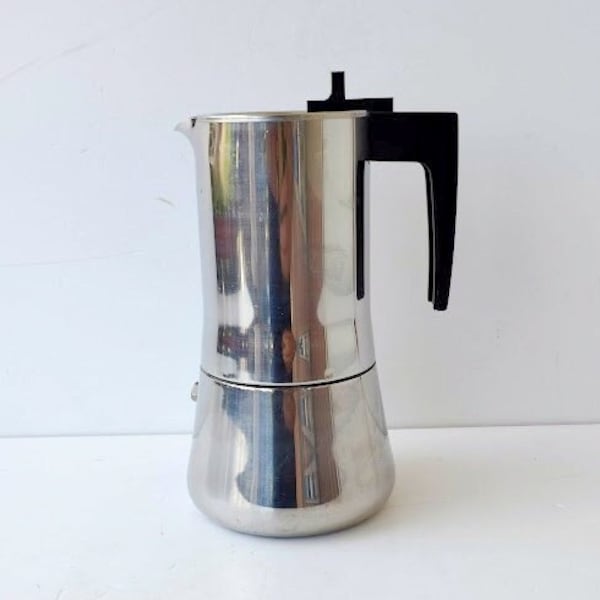 MOKA CRUSINALLO ,6  cups, in 18 10 stainless steel, Italian espresso coffee maker Vintage coffee maker capacity 425 ml