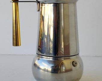 6 cups, Guido Bergna brand,  Italian large inox 18-10 coffee maker espresso machine, Kitchenware,  Barista, coffee maker collectibles