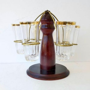 6 Vintage Italian serve Limoncello  glasses, with cherry and brass support, liqueur glasses, Amaro Italian drinking,barware decor,restaurant