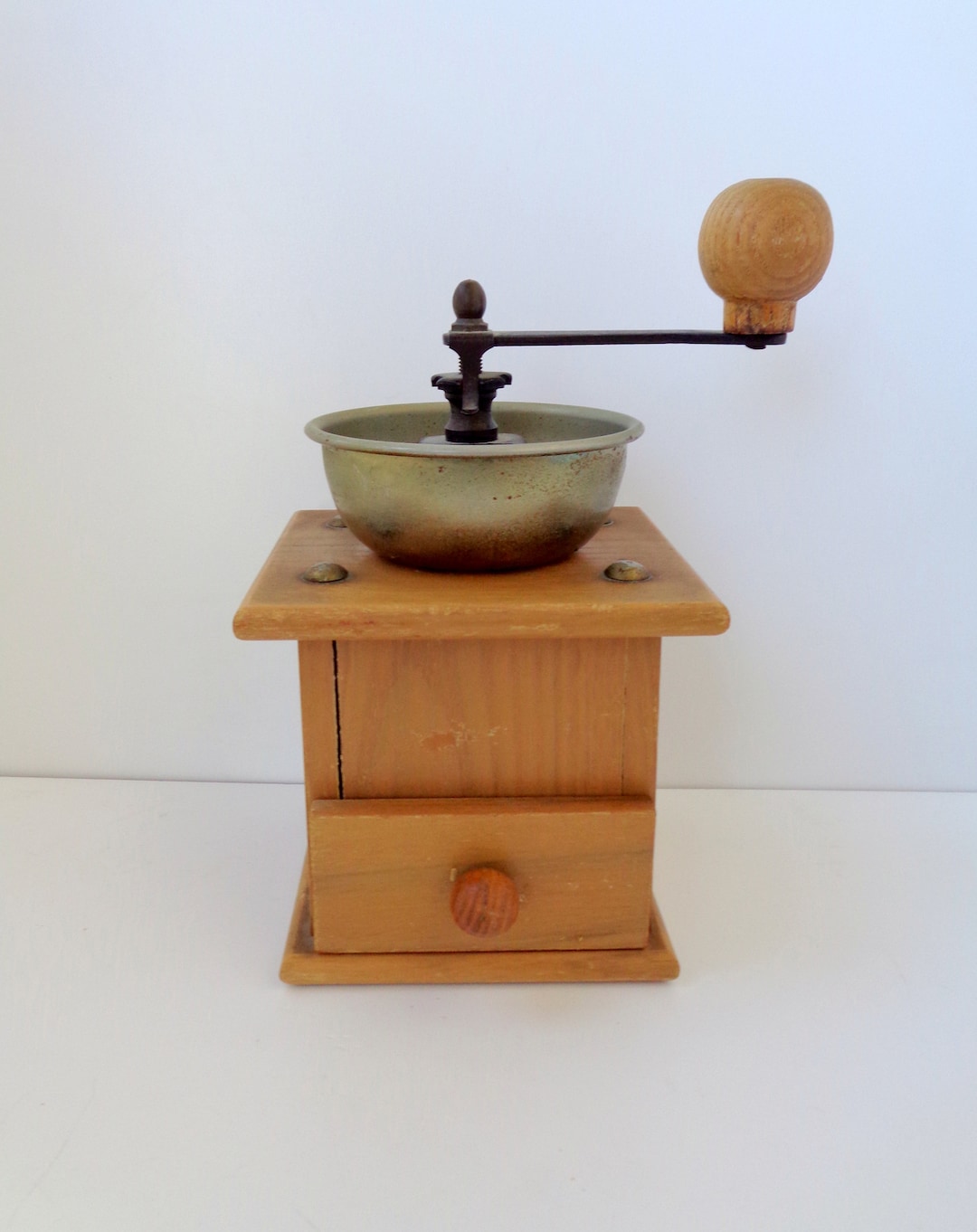 Vintage Italy Coffee Grinder, Utensil to Mince the Coffee, in Wood