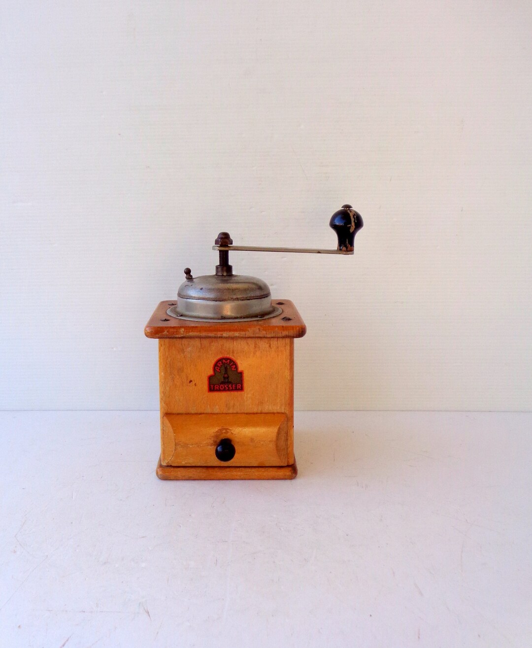 Vintage Italy Coffee Grinder, Utensil to Mince the Coffee, in Wood and