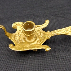 Antica Bugia, in gilded metal, in the shape of a swan, Vintage Italy 40s, length 21cm image 7