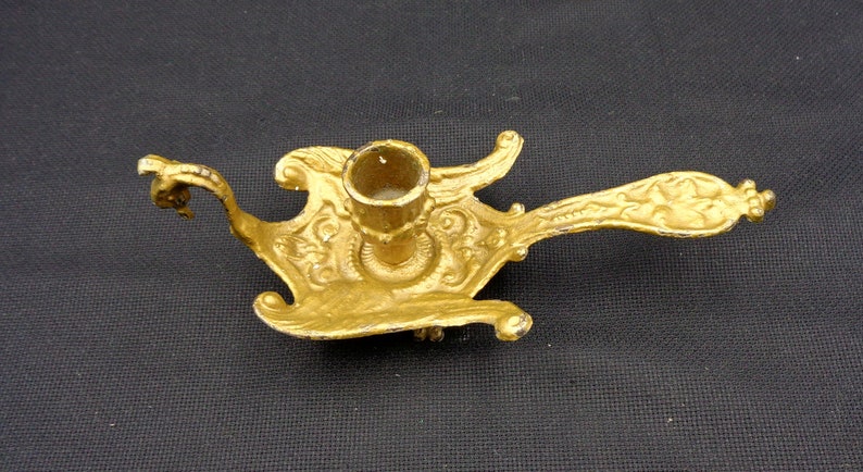 Antica Bugia, in gilded metal, in the shape of a swan, Vintage Italy 40s, length 21cm image 7