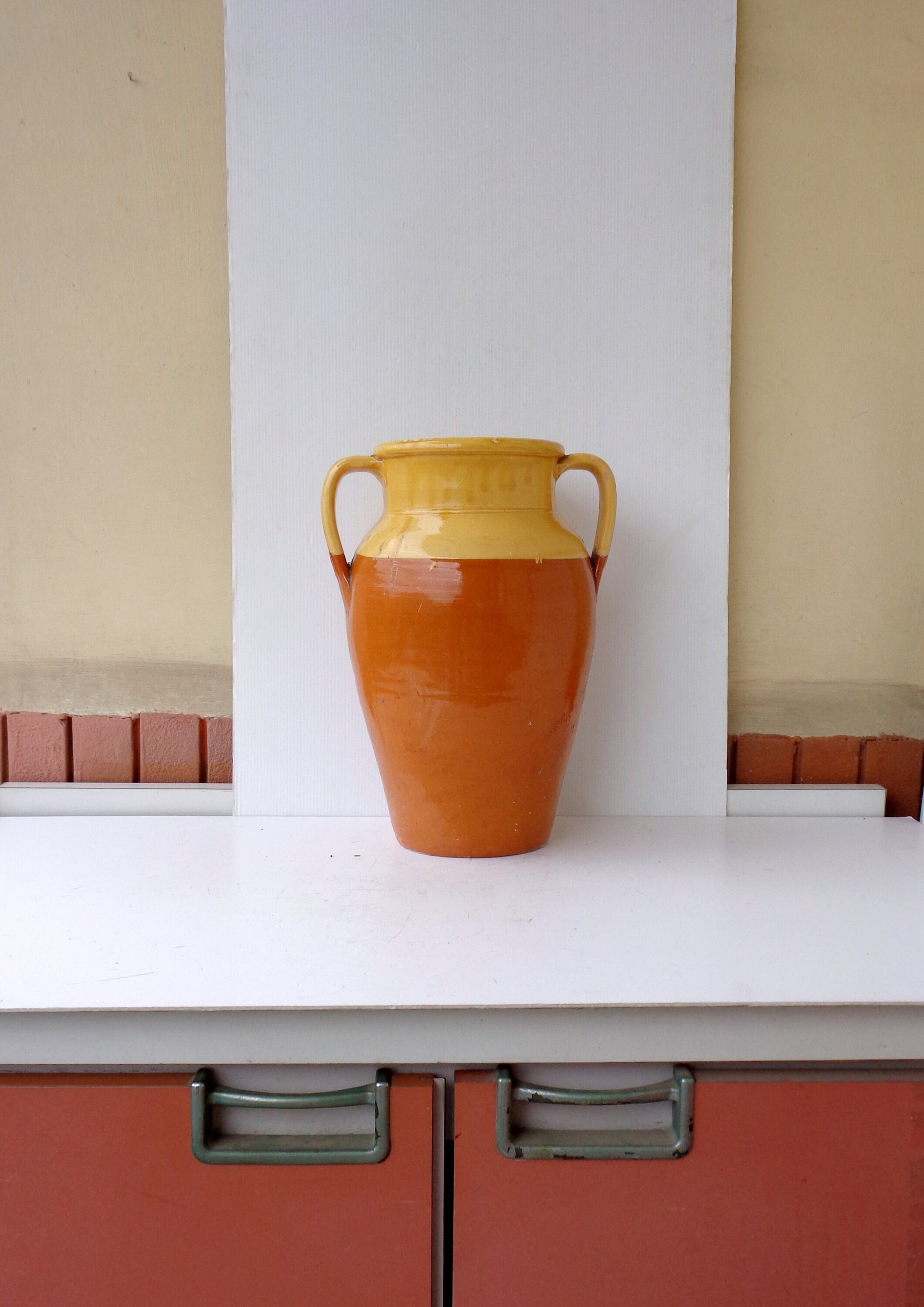Antique, lacquered terracotta jar, Vintage Italy 1940s, height 38cm, width 32cm, weight 3700gr  Good condition!