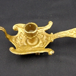 Antica Bugia, in gilded metal, in the shape of a swan, Vintage Italy 40s, length 21cm image 1