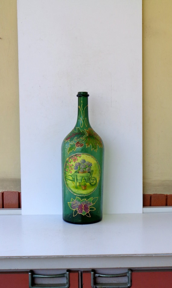 アンティークガラス瓶イタリア製ワイン