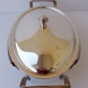 plat de service en verre avec couvercle argenté et structure porteuse argentée longueur avec poignées 43 cm largeur 26 cm image 6