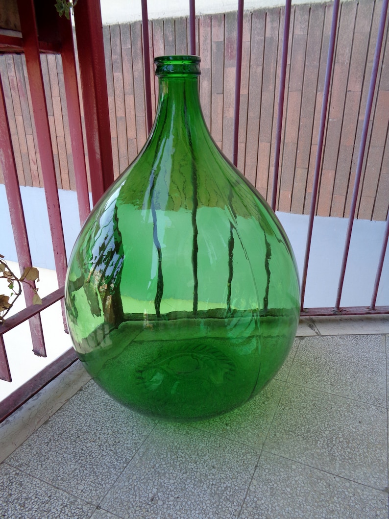 54 lt Vintage Italian green glass giant jar wine jar Old Etsy
